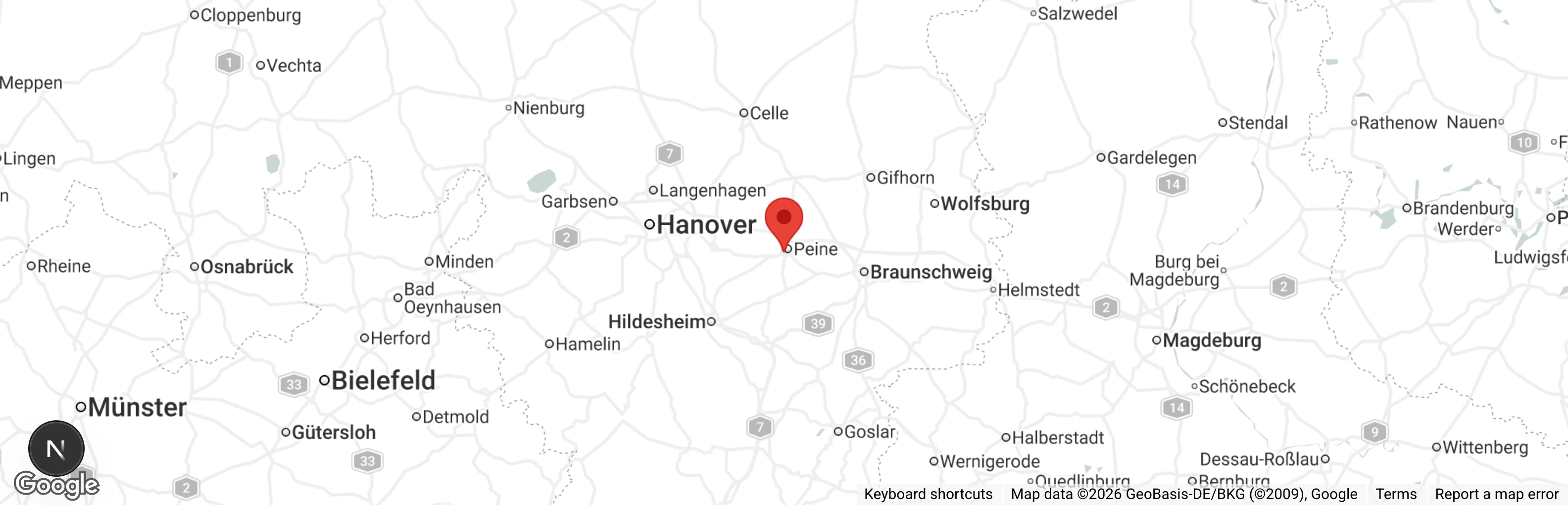 Map showing location of Tierheim Peine