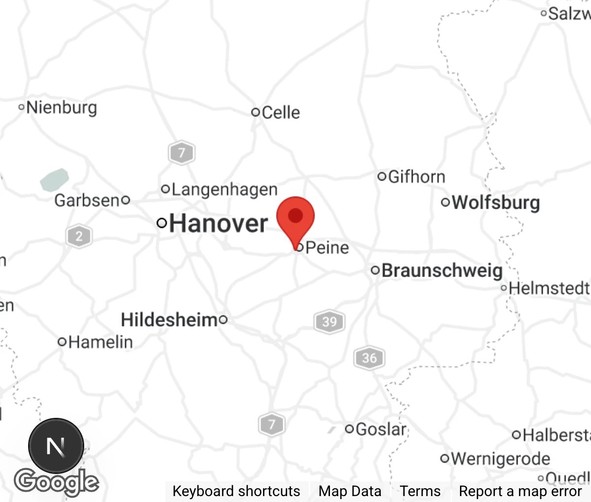 Map showing location of Tierheim Peine