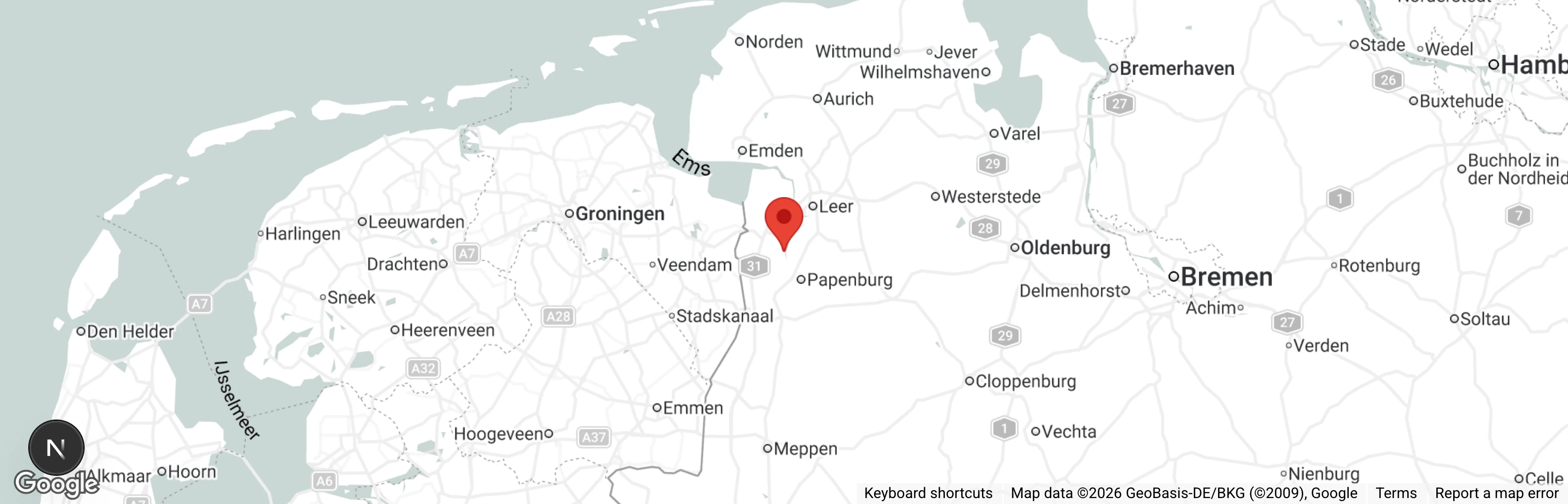 Map showing location of Tierheim Weenermoor/Rheiderland