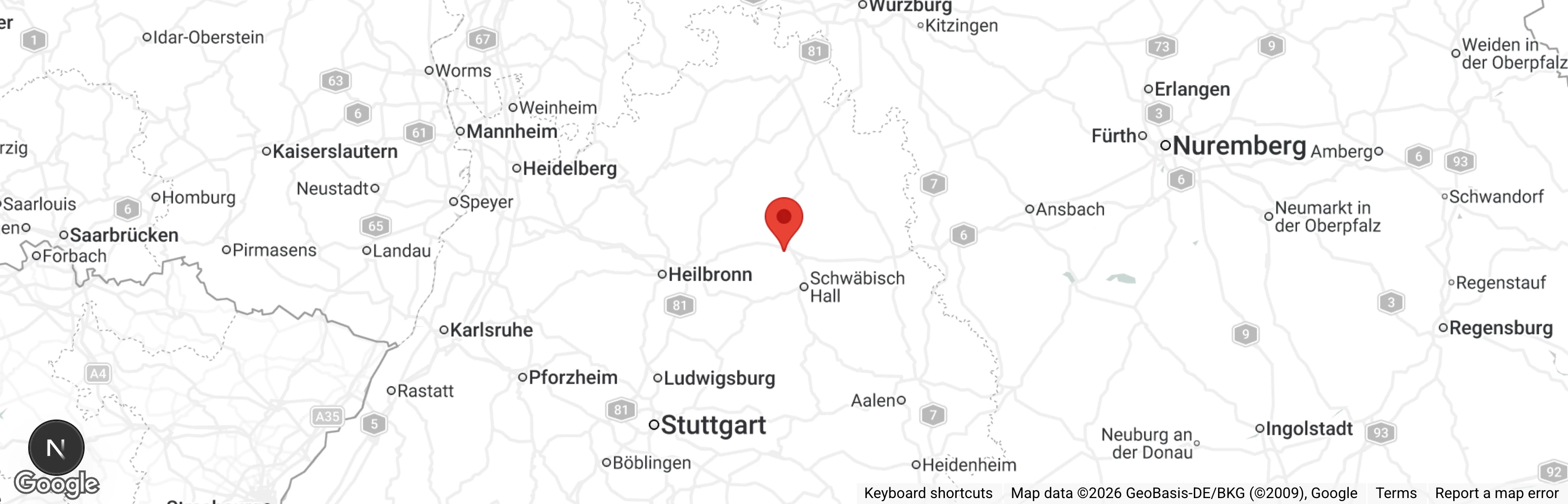 Map showing location of Tierheim Waldenburg