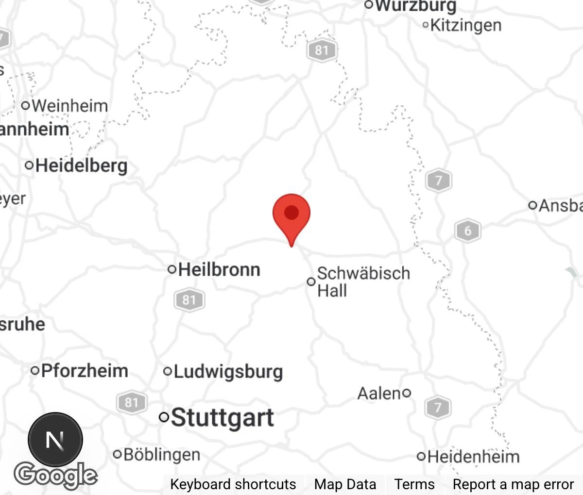 Map showing location of Tierheim Waldenburg