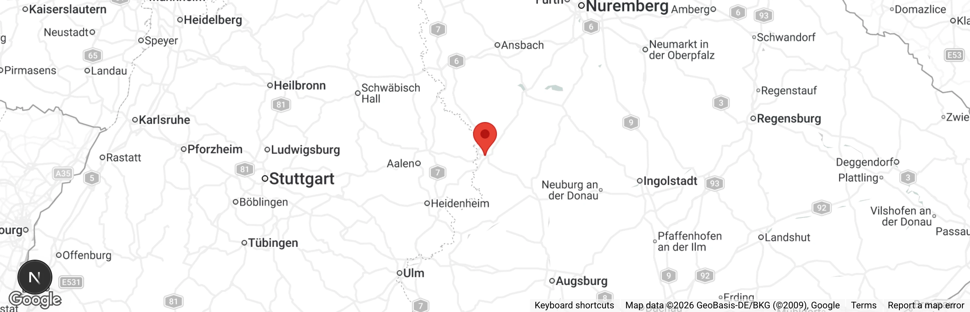 Map showing location of Tierheim Nördlingen Fürstin-Delia-Tierheim