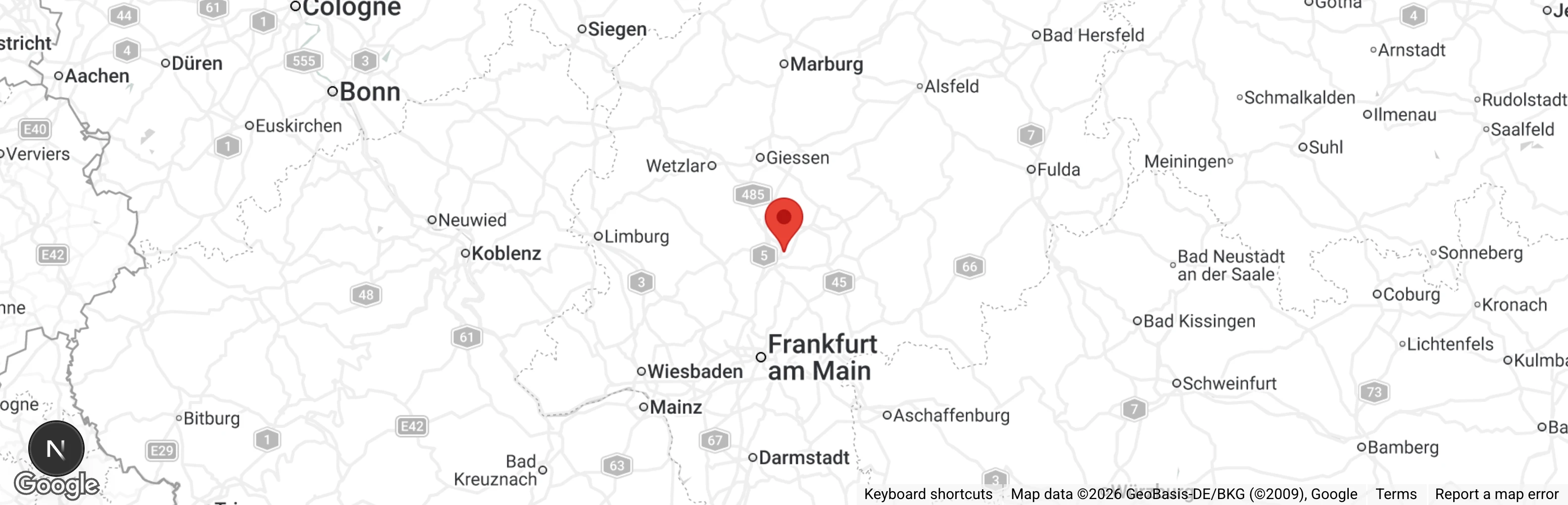 Map showing location of Tierheim Wetterau e.V.