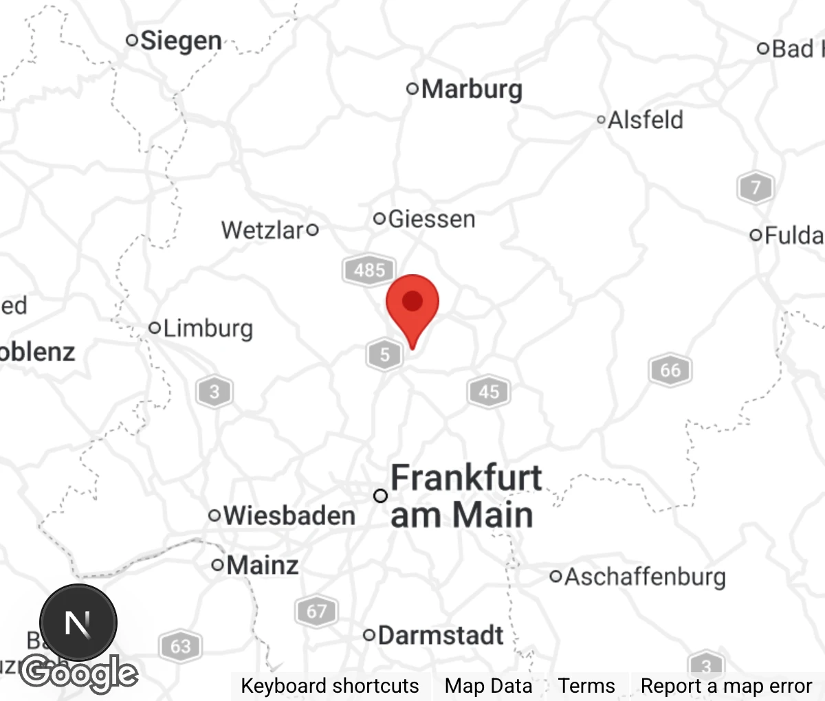 Map showing location of Tierheim Wetterau e.V.