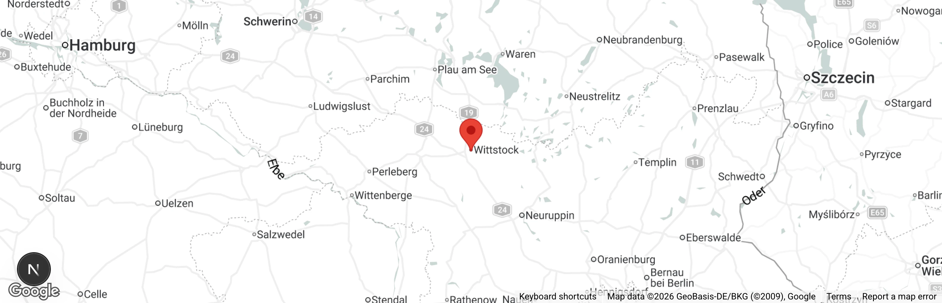 Map showing location of Tierschutzverein Wittstock u.U. e.V.