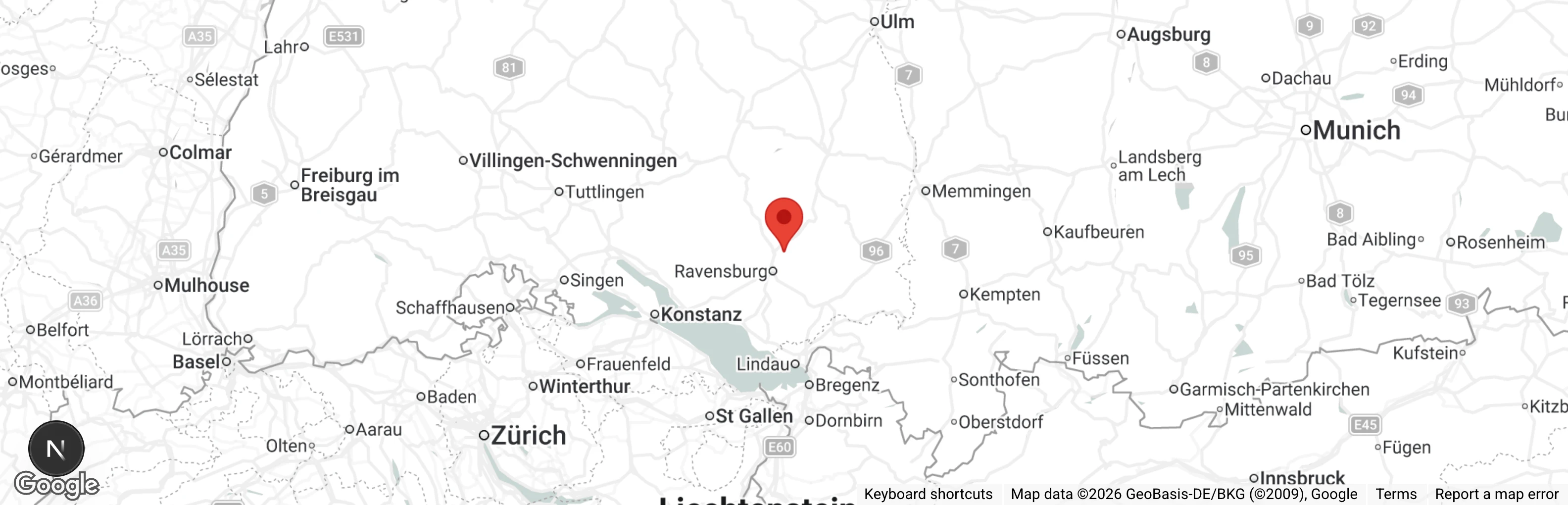 Map showing location of Tierschutzverein Wangen im Allgäu e. V.