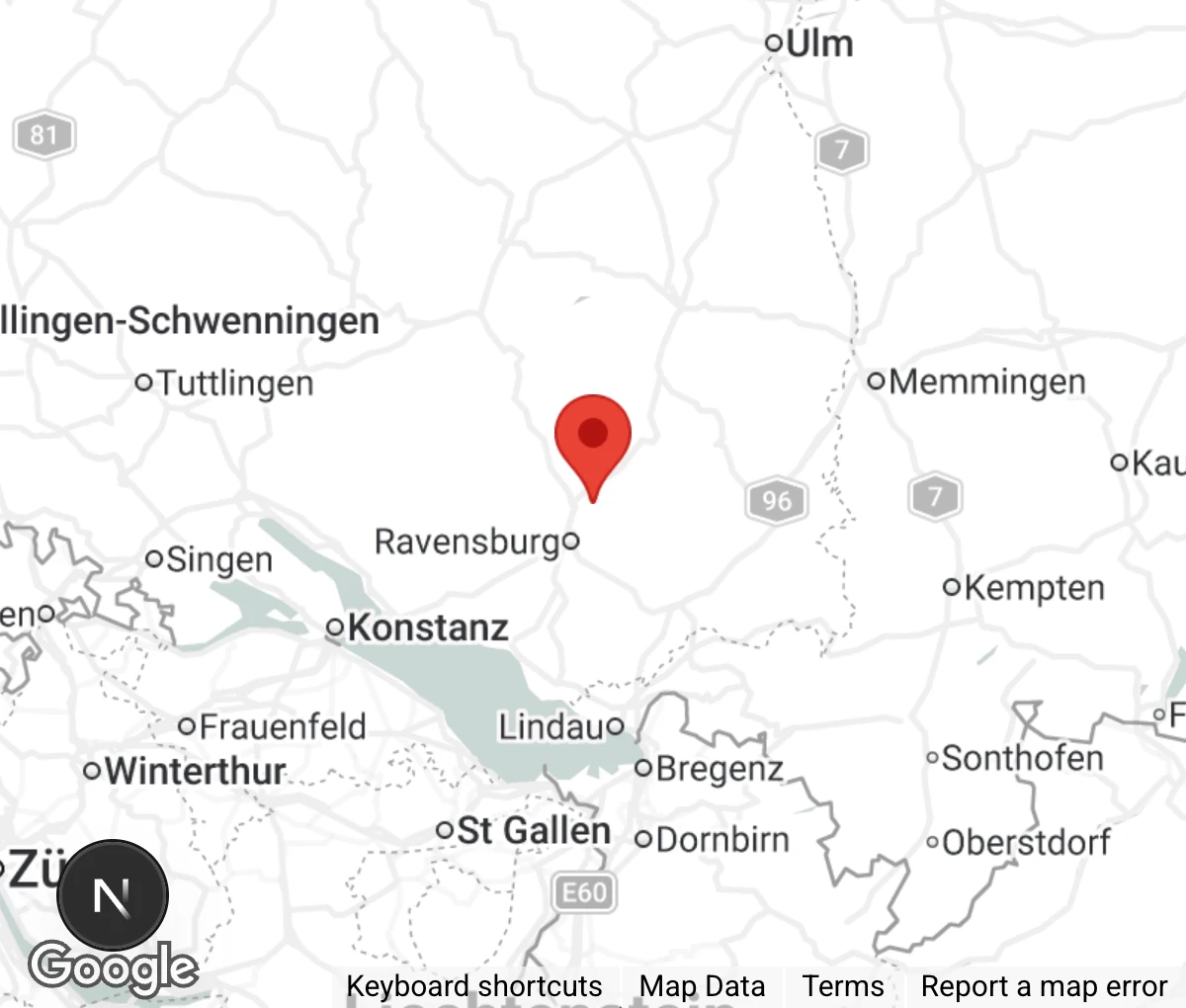 Map showing location of Tierschutzverein Wangen im Allgäu e. V.