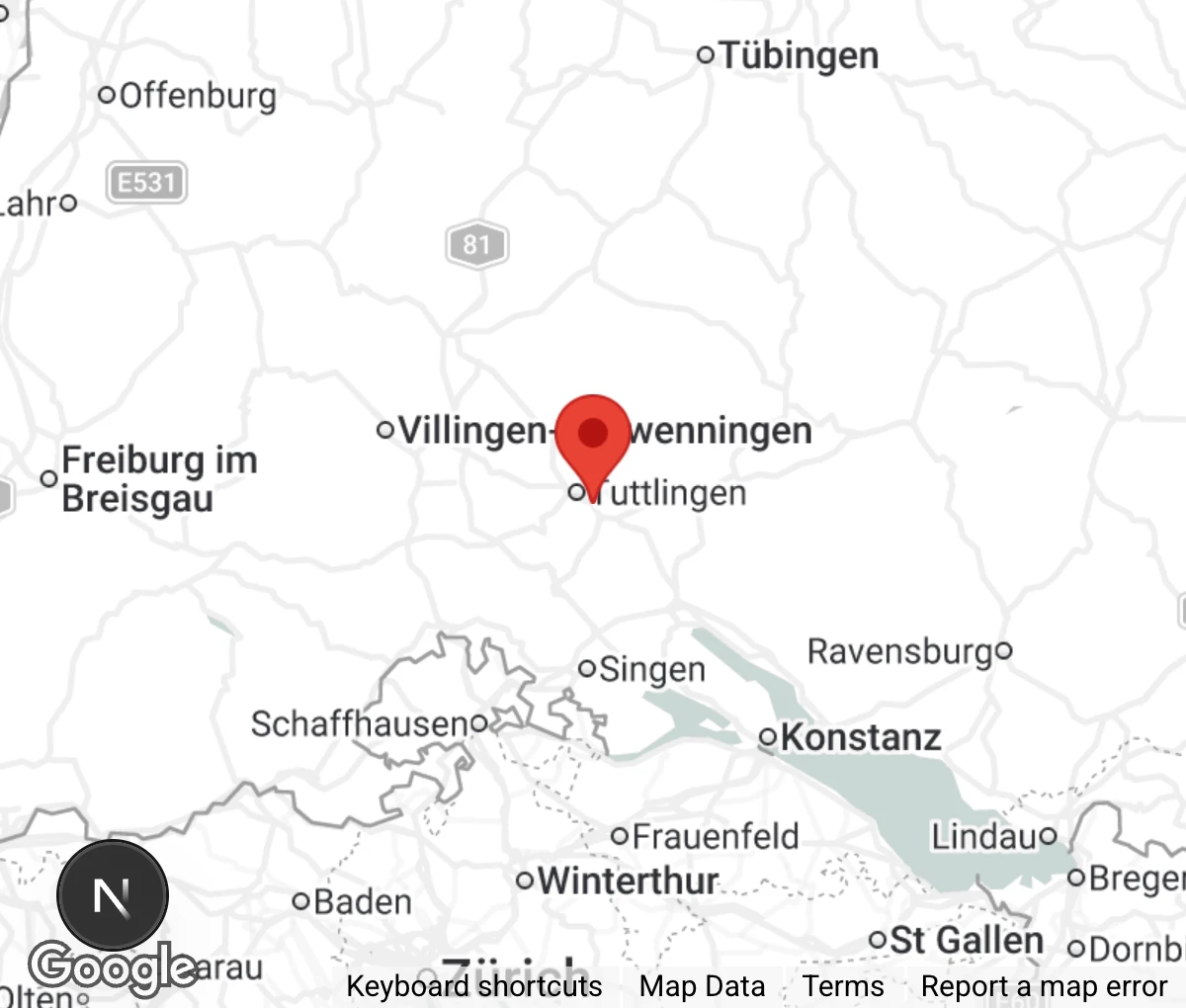 Map showing location of Kreistierschutzverein Tuttlingen u.U. e.V.