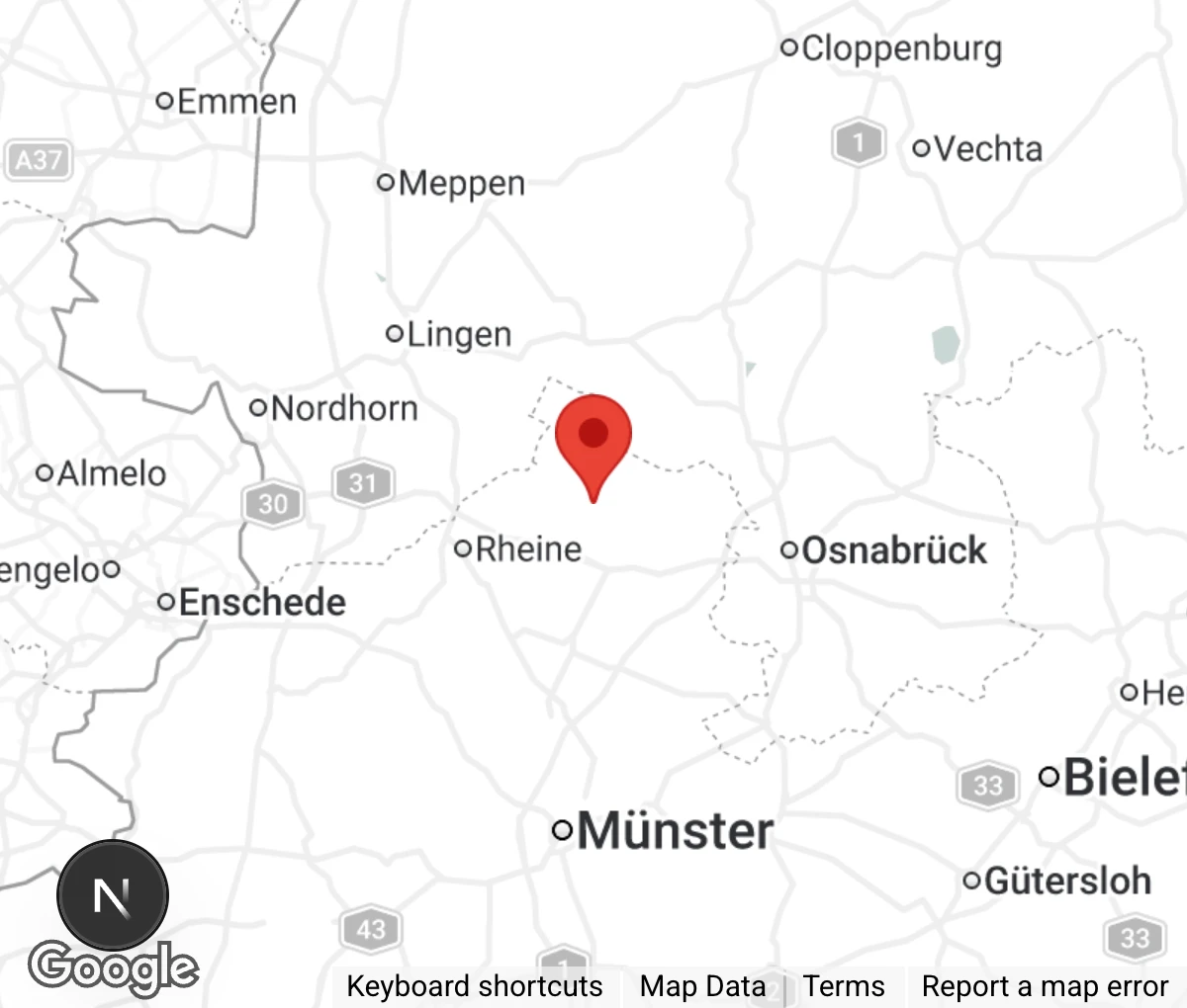 Map showing location of Tierschutzverein Ibbenbüren u.U. e.V.