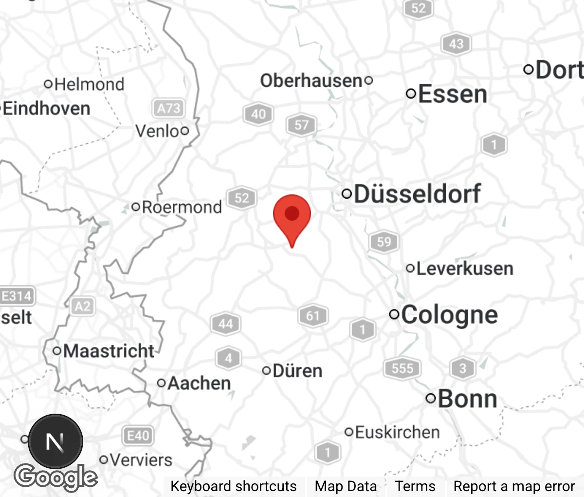 Map showing location of Tierschutzverein Neuss e.V.​
