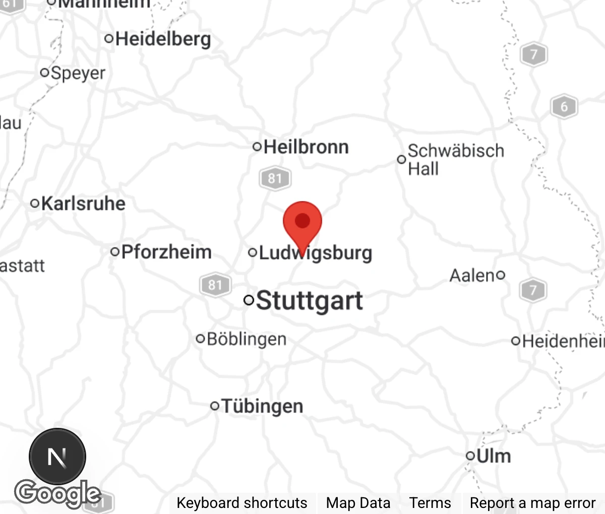 Map showing location of Tierheim Winnenden