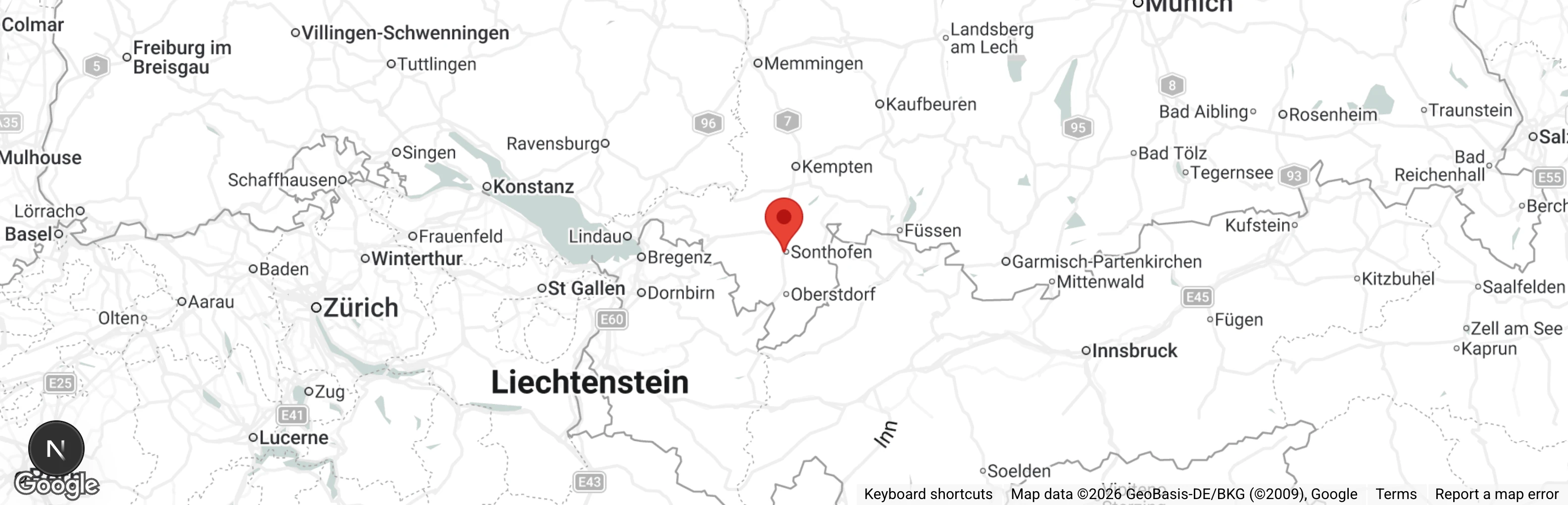 Map showing location of Tierschutzverein Sonthofen e.V.