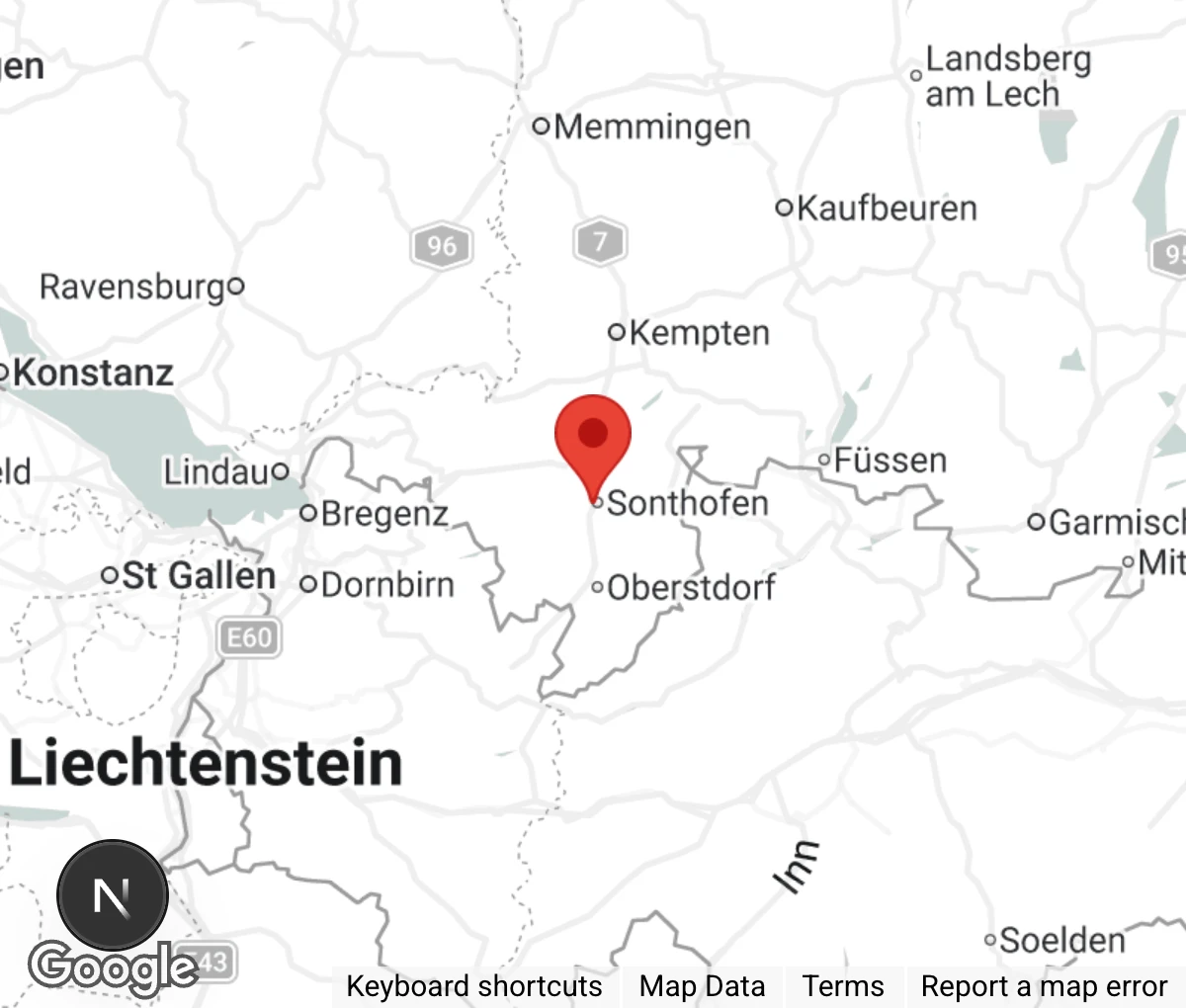 Map showing location of Tierschutzverein Sonthofen e.V.