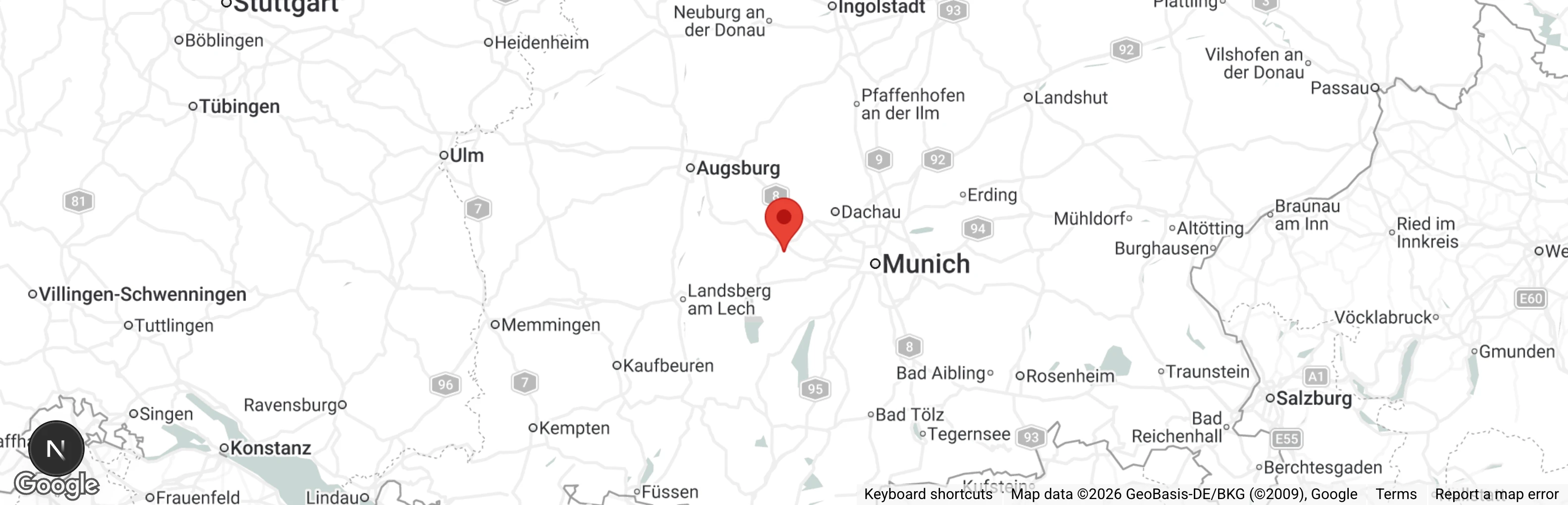 Map showing location of Tierheim Oase für Viecherl Tierschutzverein Fürstenfeldbruck