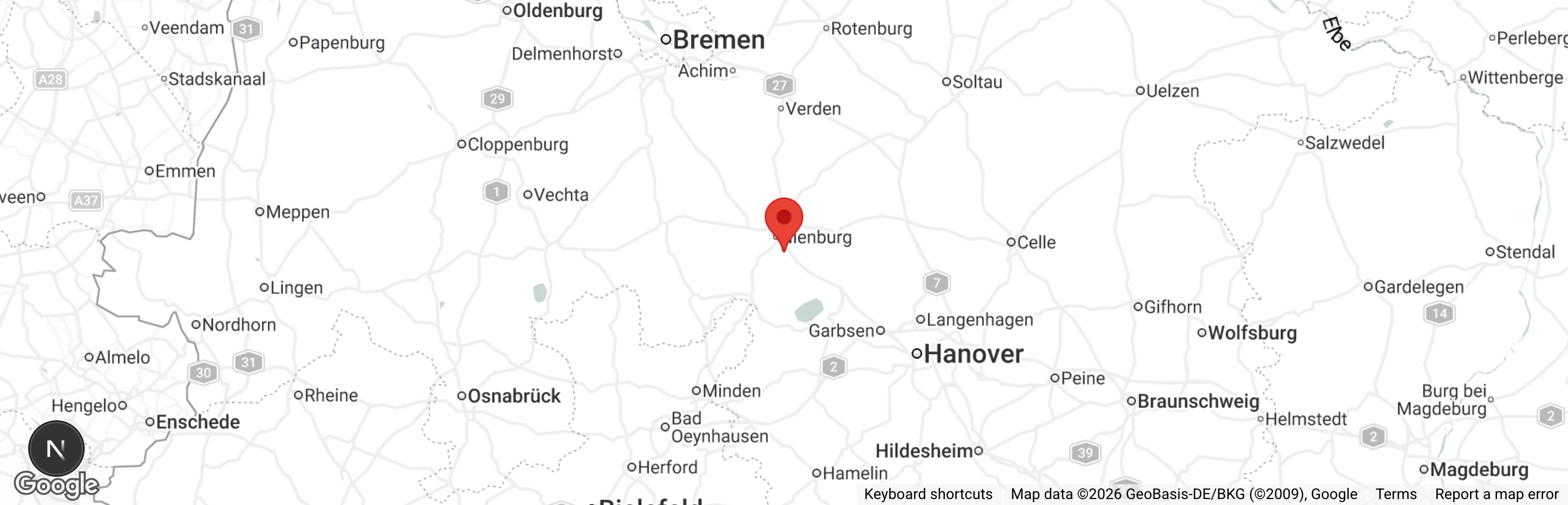 Map showing location of Tierheim Nienburg-Schessinghausen