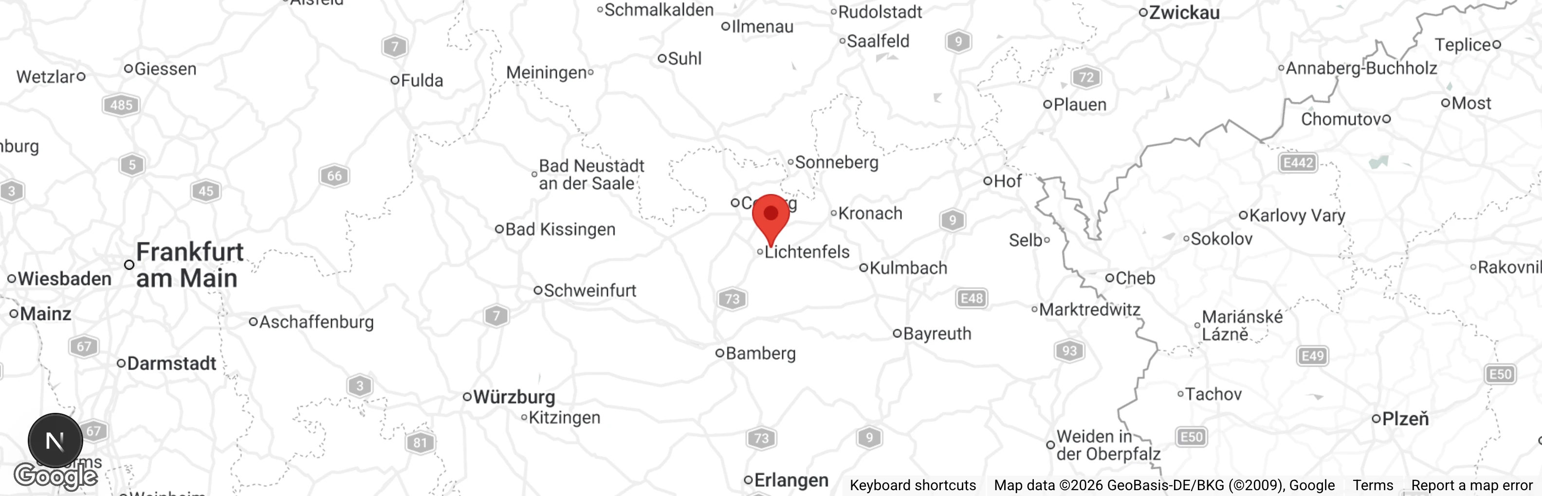 Map showing location of Tierheim Lichtenfels
