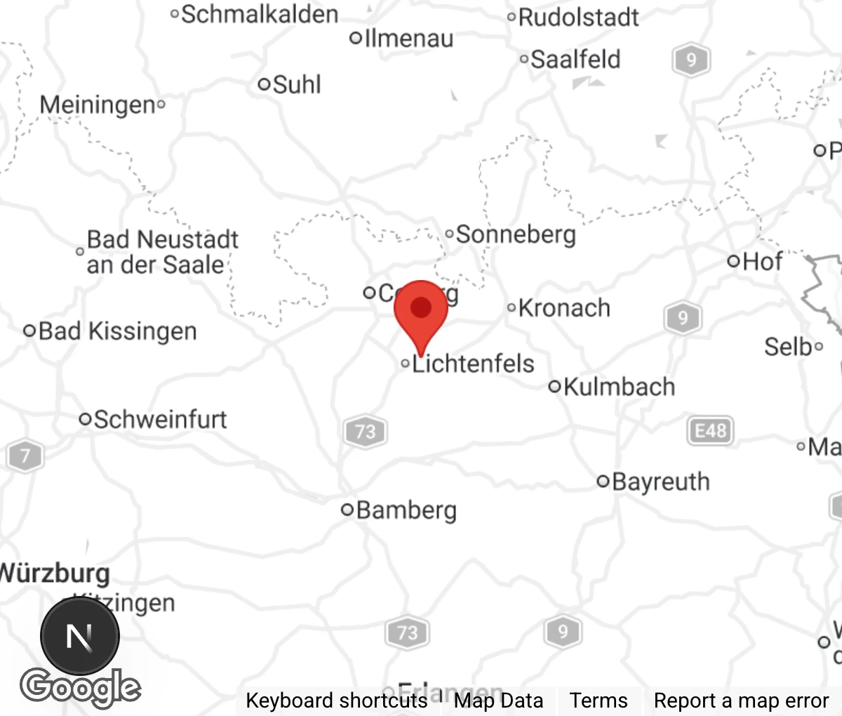 Map showing location of Tierheim Lichtenfels