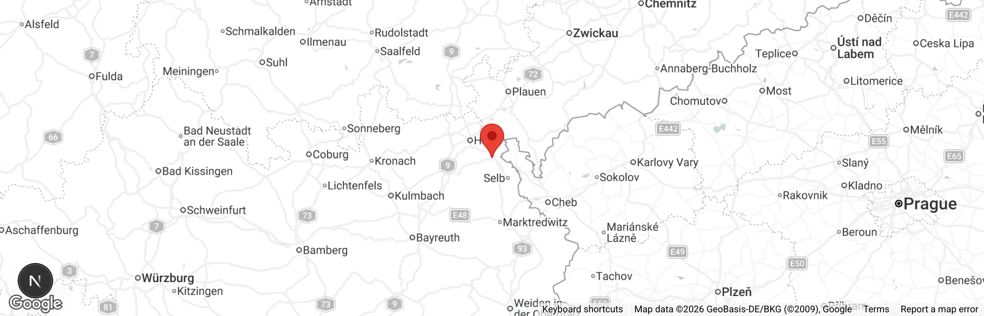 Map showing location of Tierschutzverein Rehau u.U. e.V.