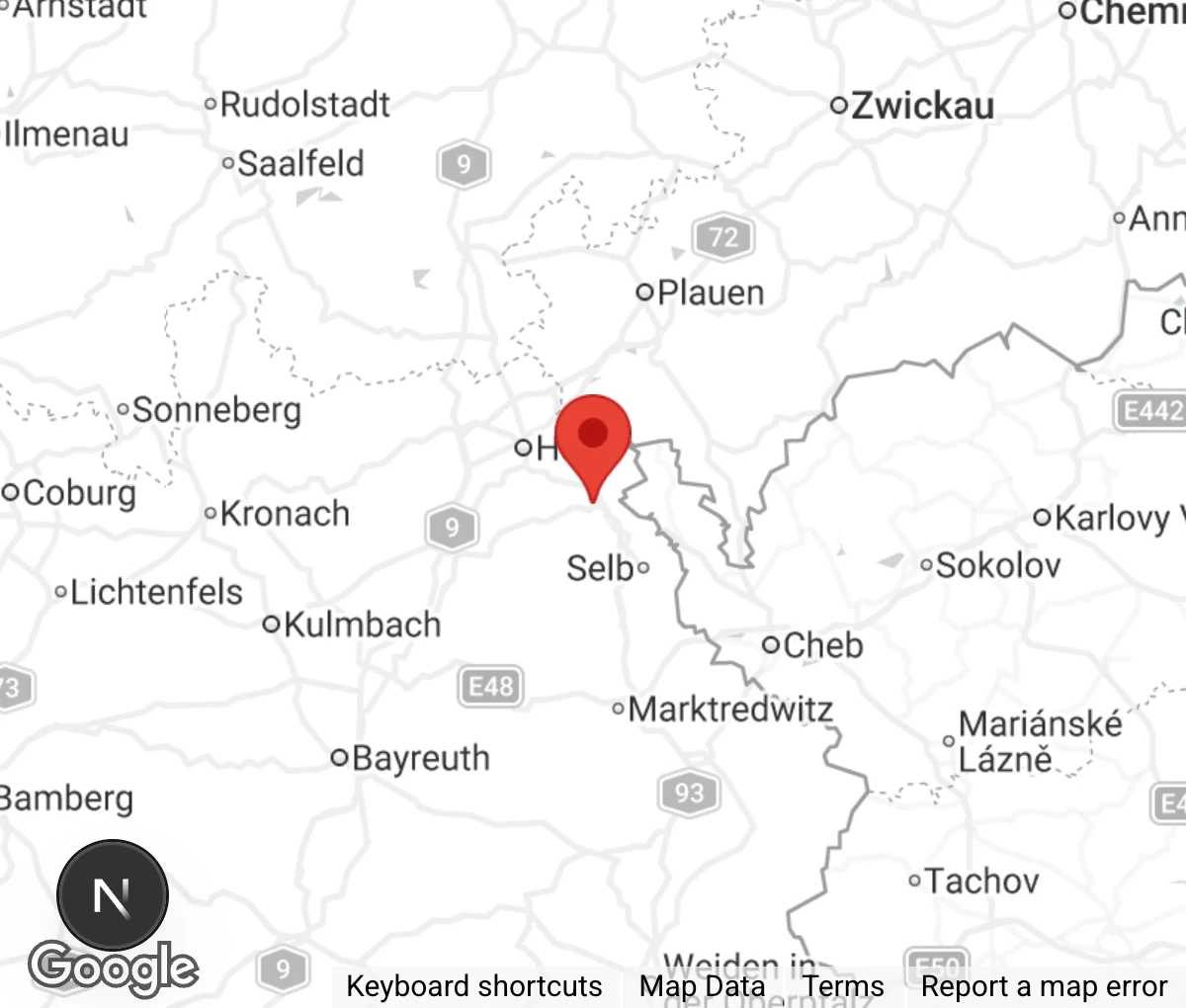 Map showing location of Tierschutzverein Rehau u.U. e.V.