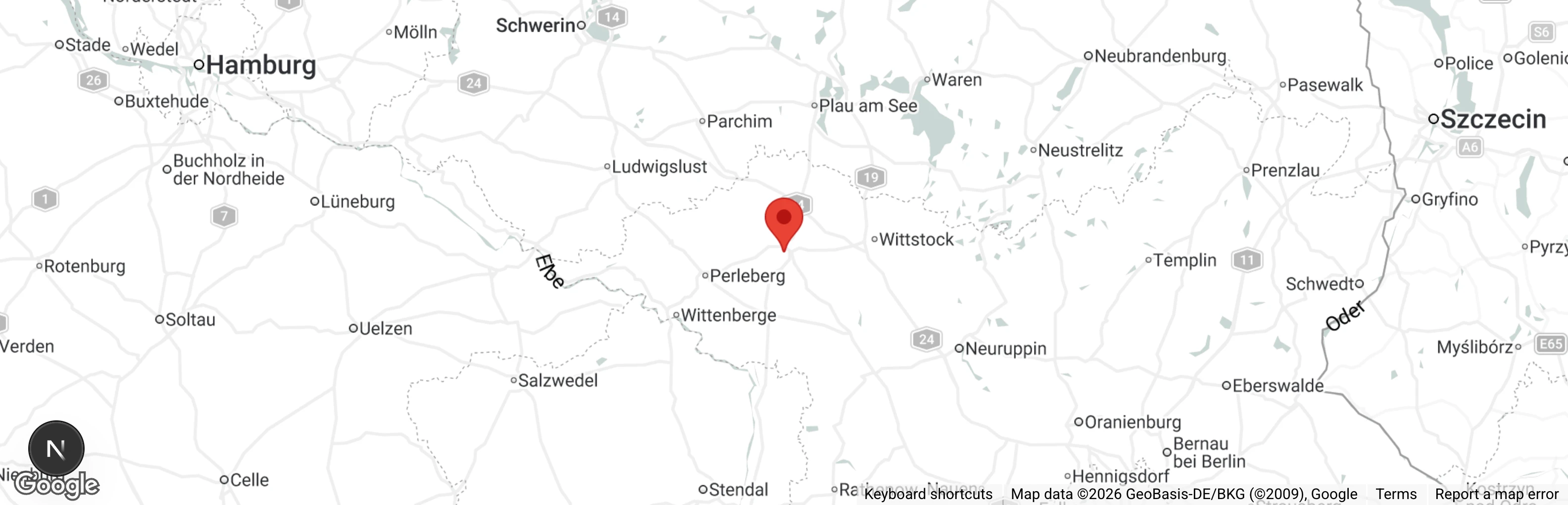 Map showing location of TSV Pritzwalk e.V.