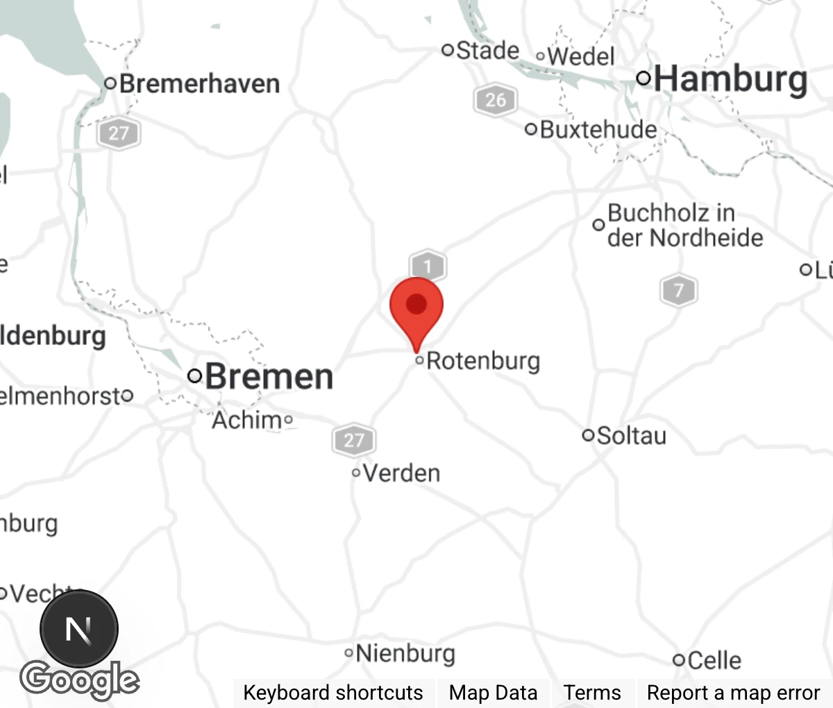 Map showing location of Igelpflege Rotenburg/Wümme e.V.