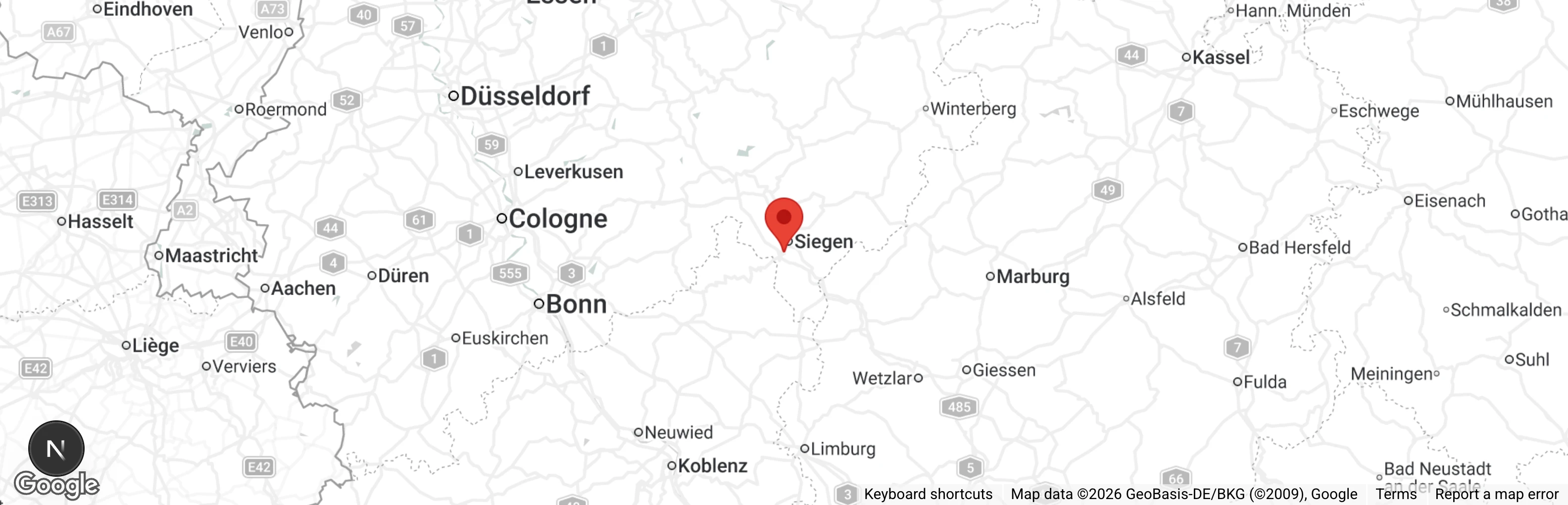Map showing location of Tierheim Siegen