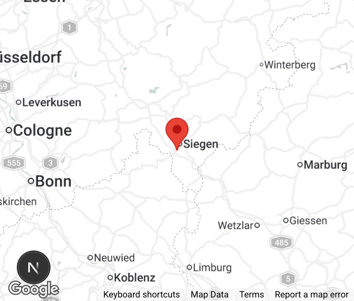Map showing location of Tierheim Siegen