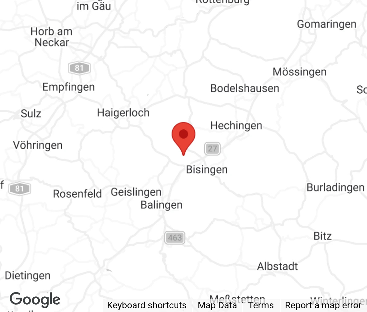 Map showing location of Tierschutzgruppe Bodelshausen- Hechingen u.U.e.V.