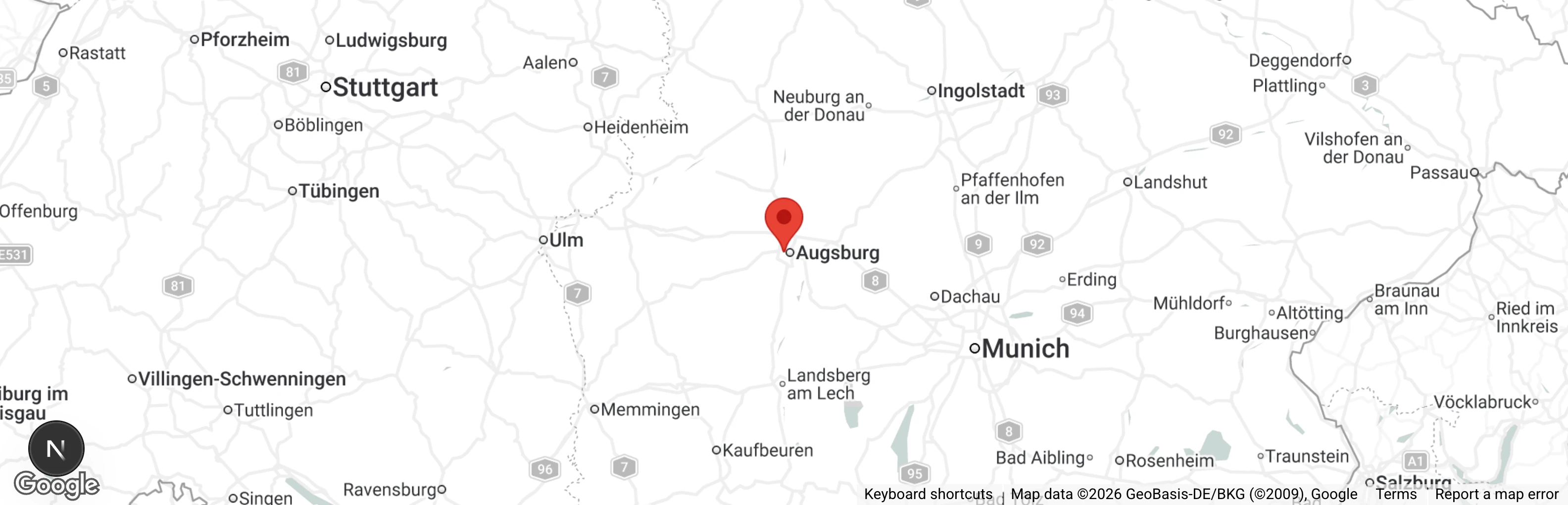 Map showing location of Tierheim Augsburg