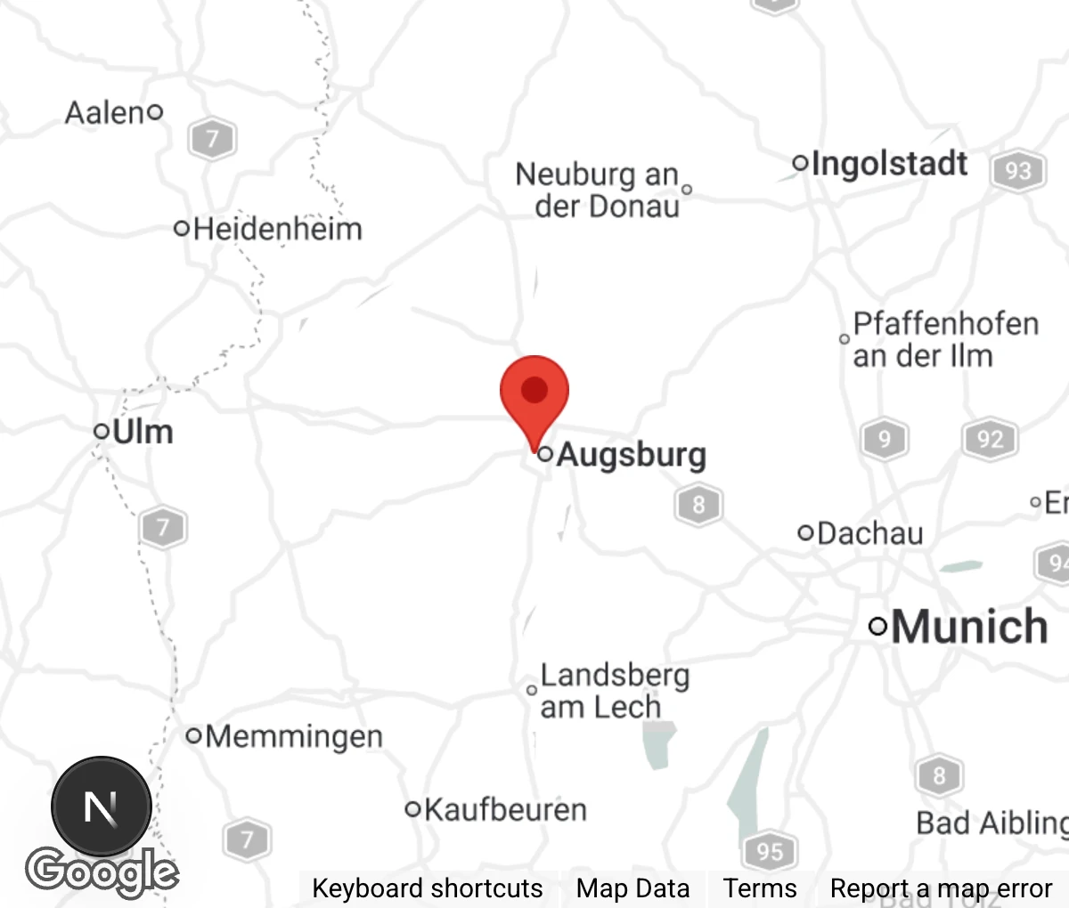 Map showing location of Tierheim Augsburg