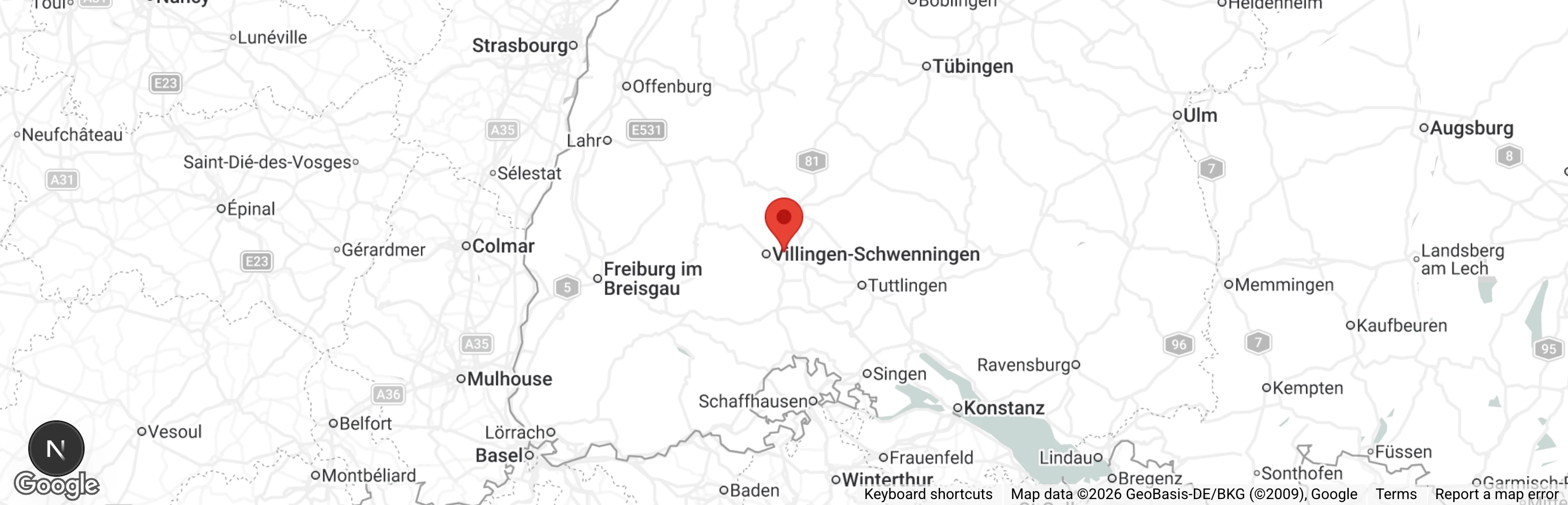Map showing location of Tierschutzverein Villingen- Schwenningen e.V.