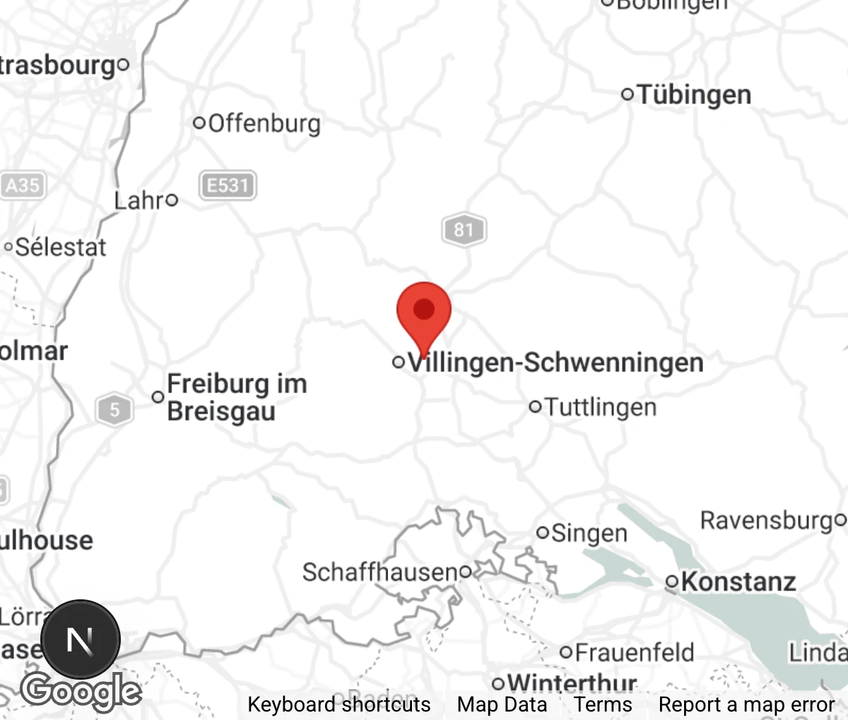 Map showing location of Tierschutzverein Villingen- Schwenningen e.V.