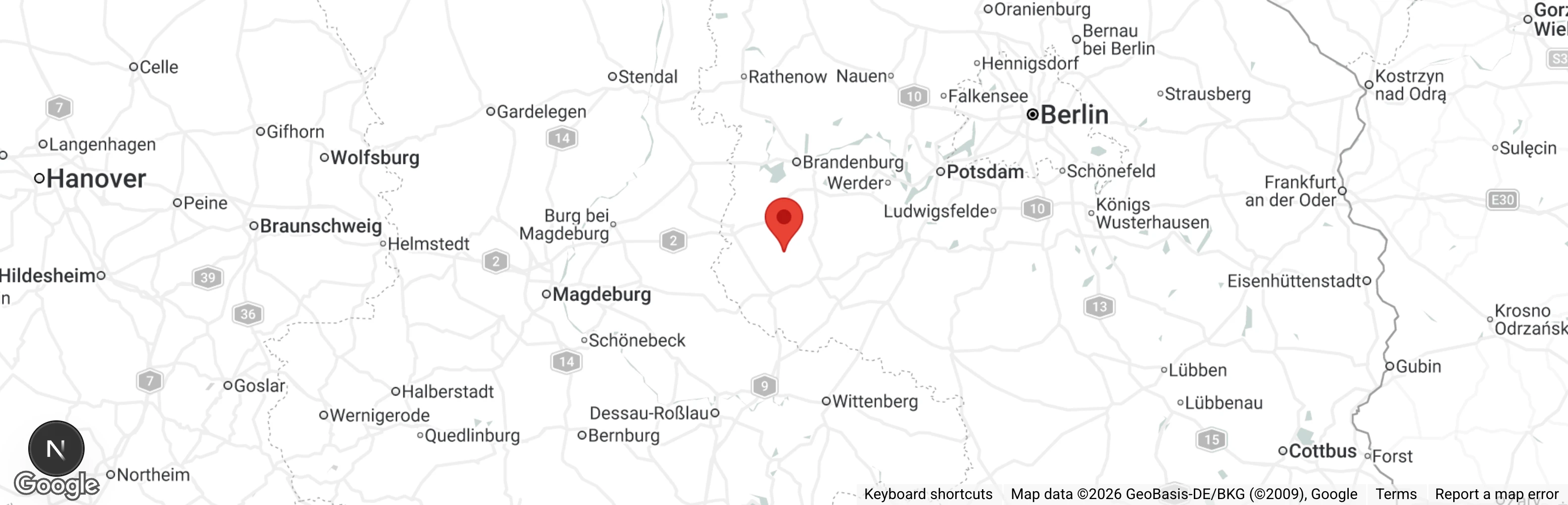 Map showing location of Tierschutzverein Bad Belzig u.U. e.V.