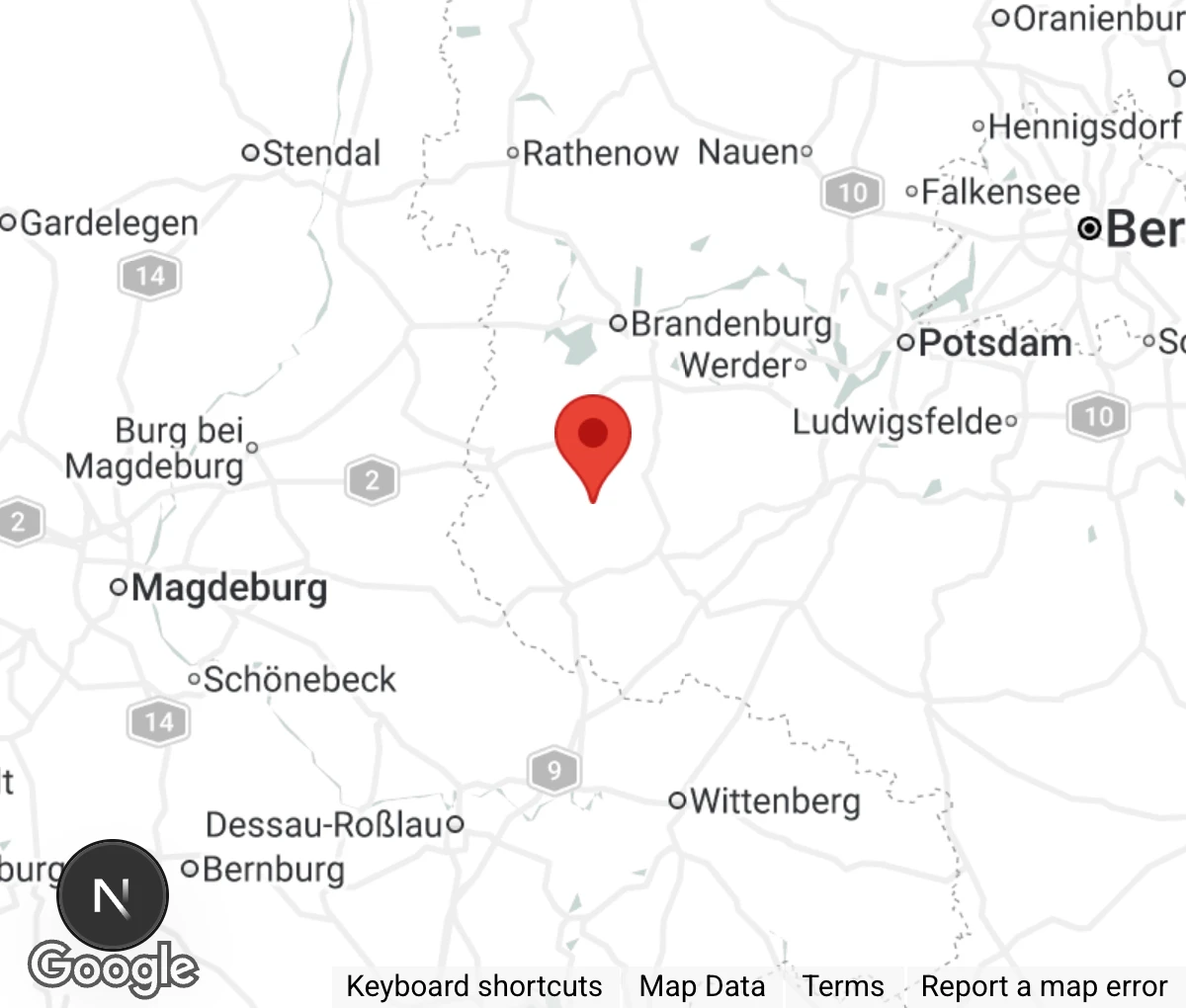 Map showing location of Tierschutzverein Bad Belzig u.U. e.V.