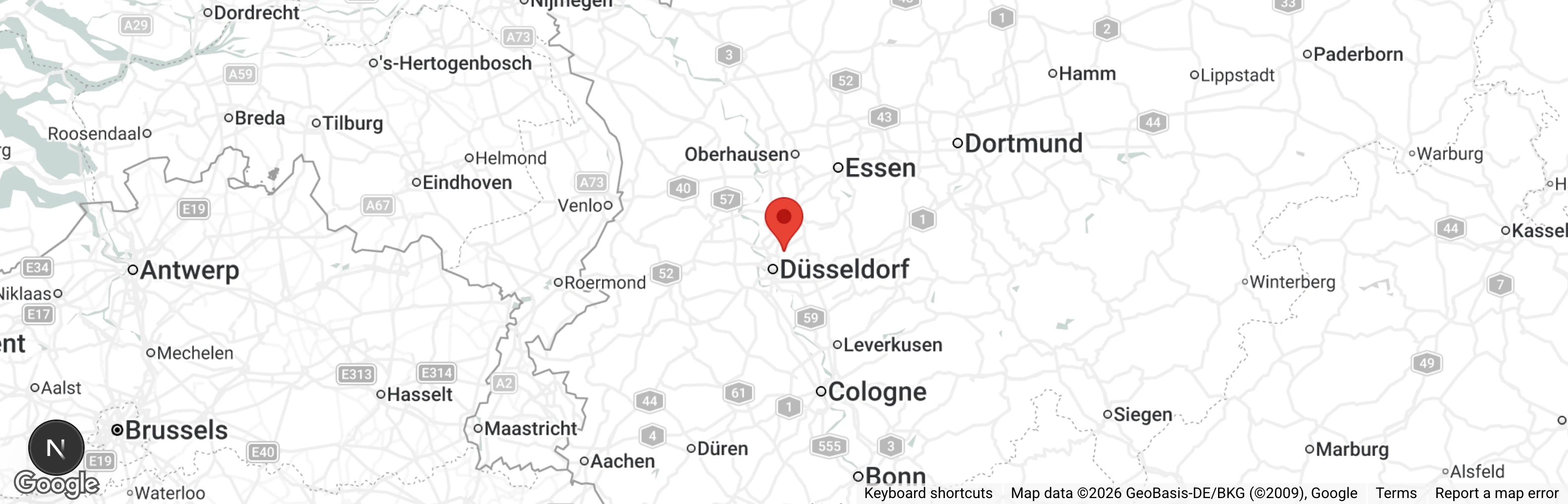 Map showing location of Tierschutzverein Düsseldorf u.U.e.V.