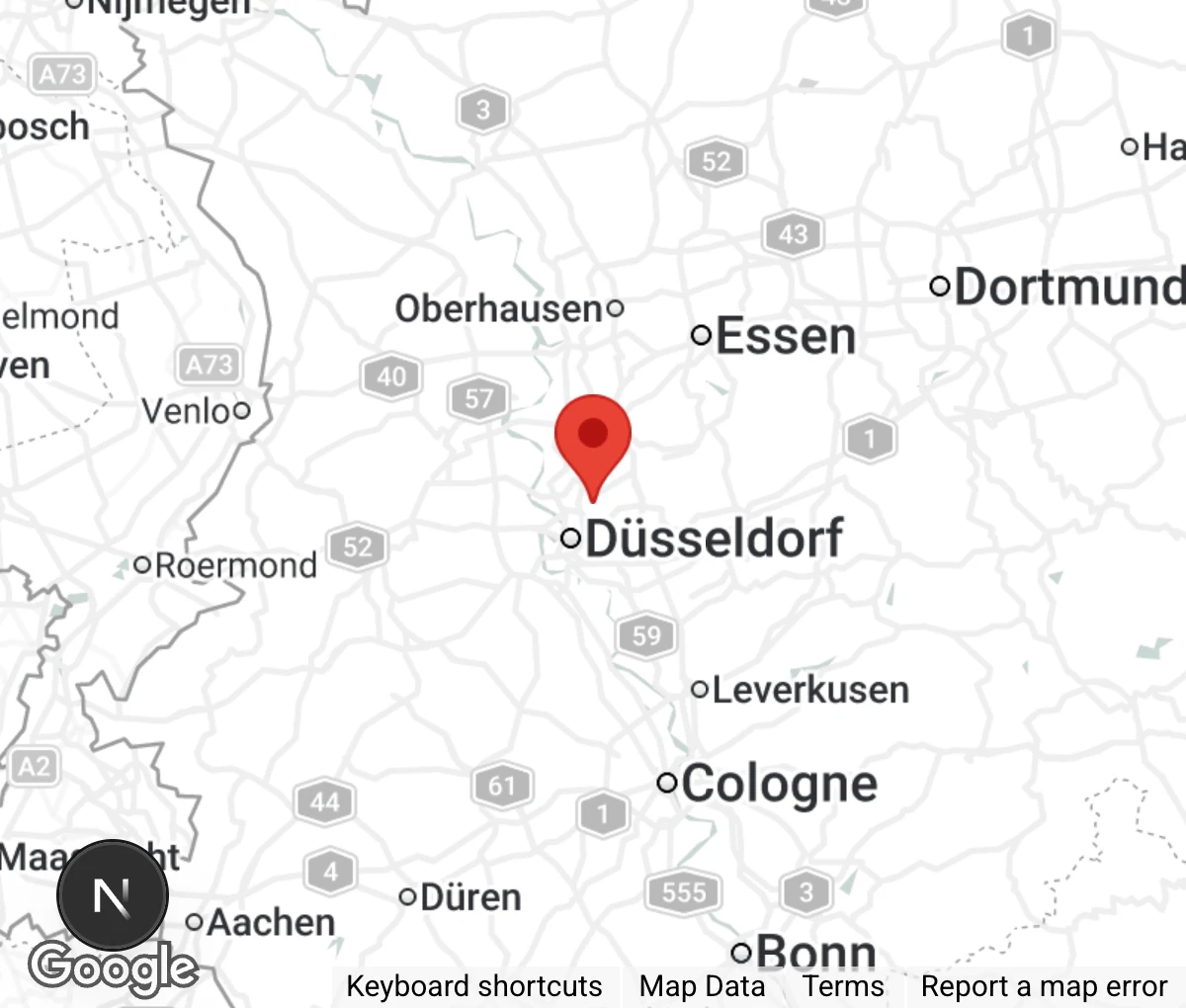 Map showing location of Tierschutzverein Düsseldorf u.U.e.V.