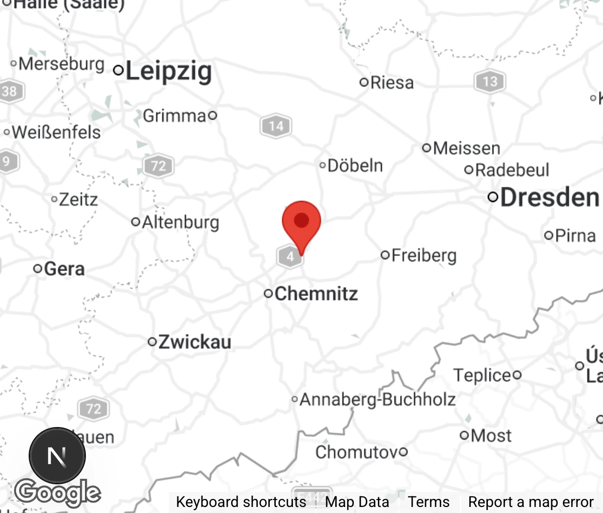 Map showing location of Tierschutzverein Frankenberg/Sa. e.V.