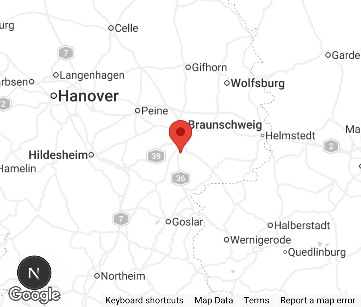 Map showing location of Tierheim Wolfenbüttel