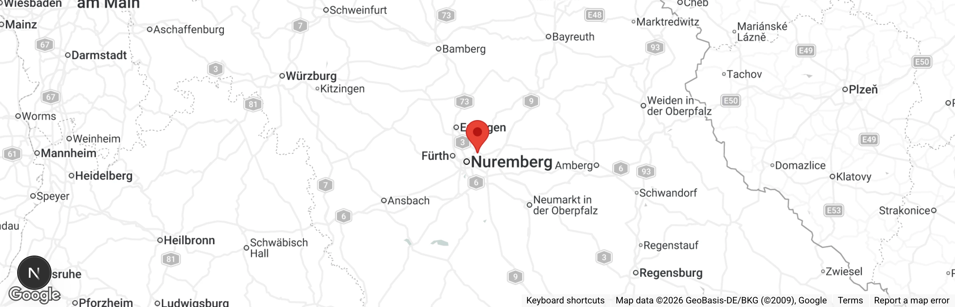 Map showing location of Tierheim Nürnberg-Fürth
