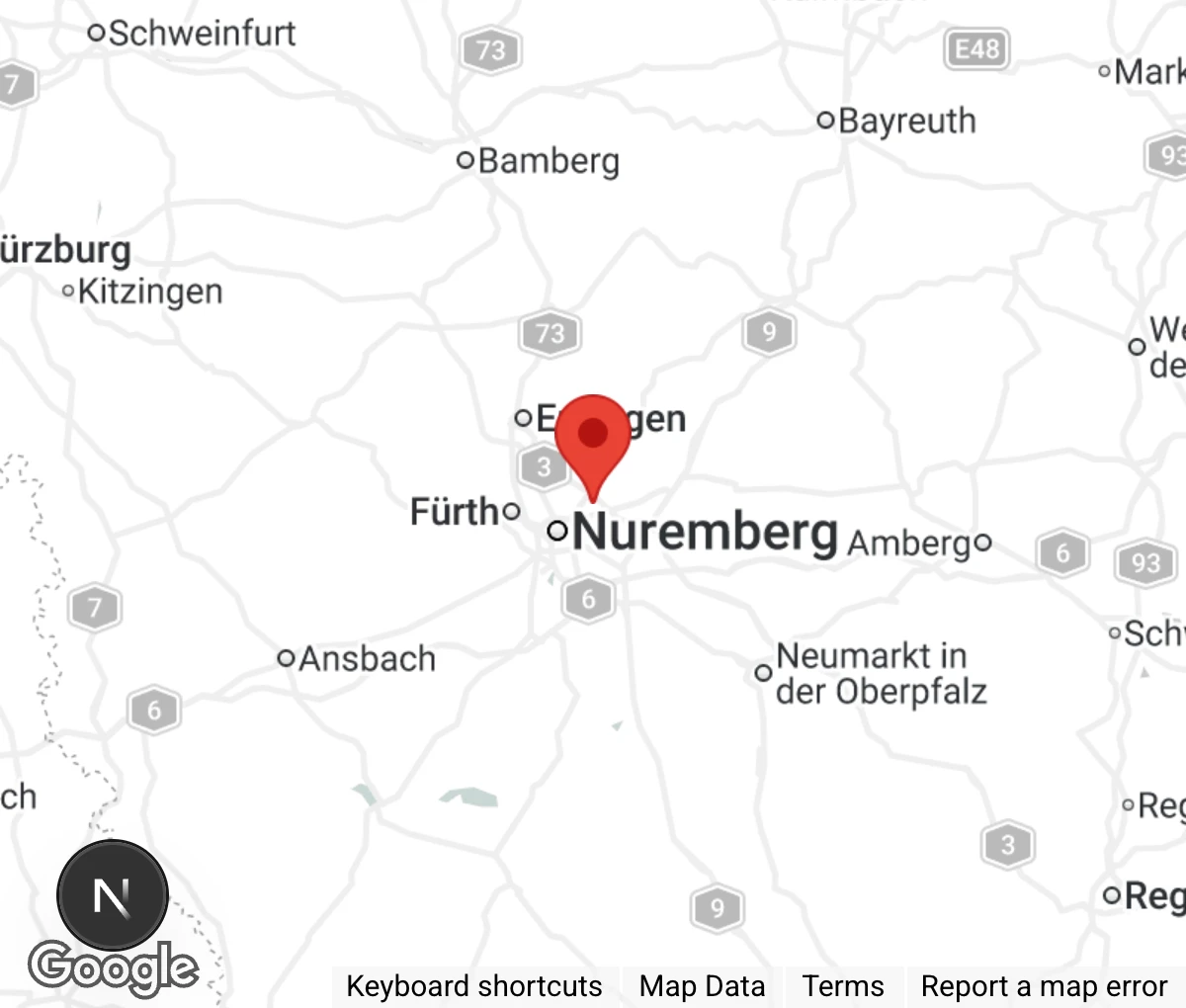 Map showing location of Tierheim Nürnberg-Fürth