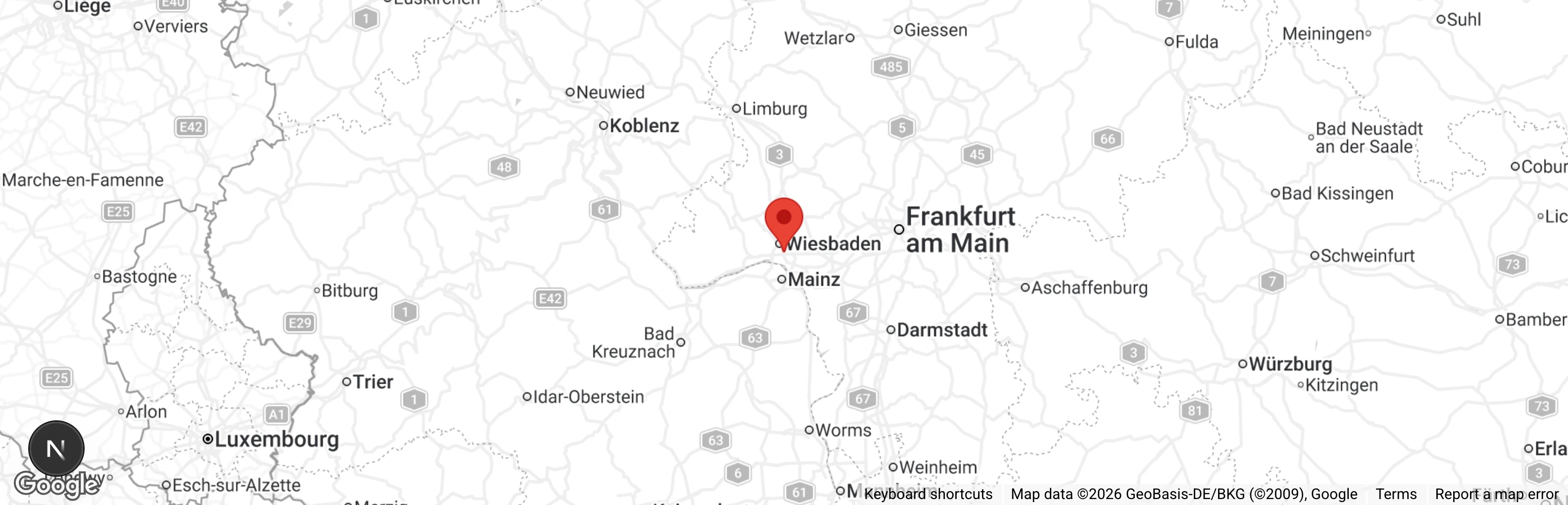 Map showing location of Tierheim Wiesbaden