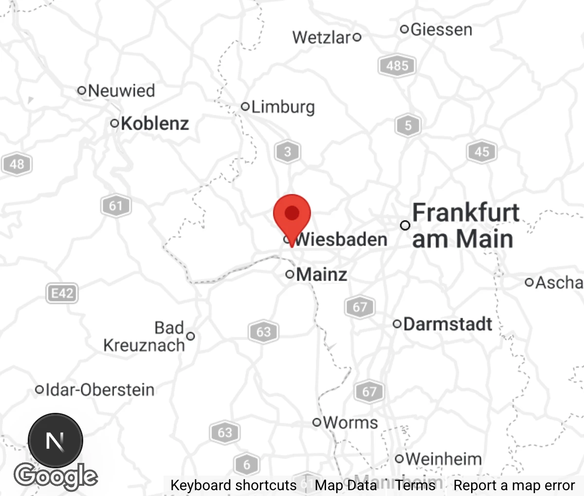 Map showing location of Tierheim Wiesbaden
