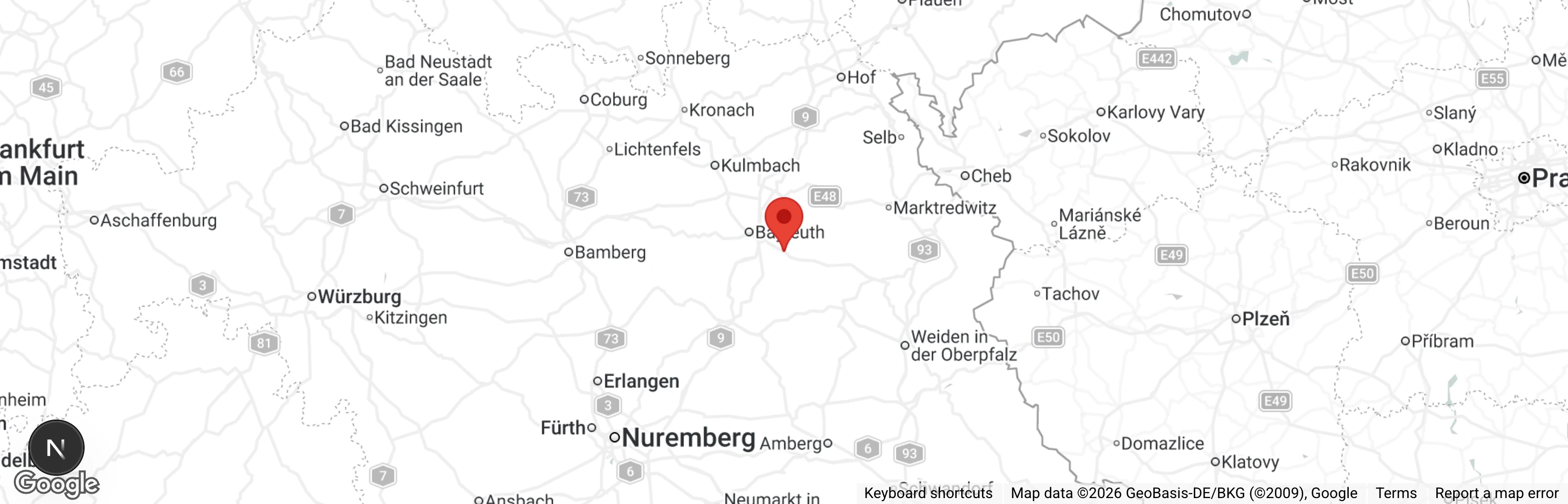 Map showing location of Tierhilfe Weidenberg u.U. e.V.