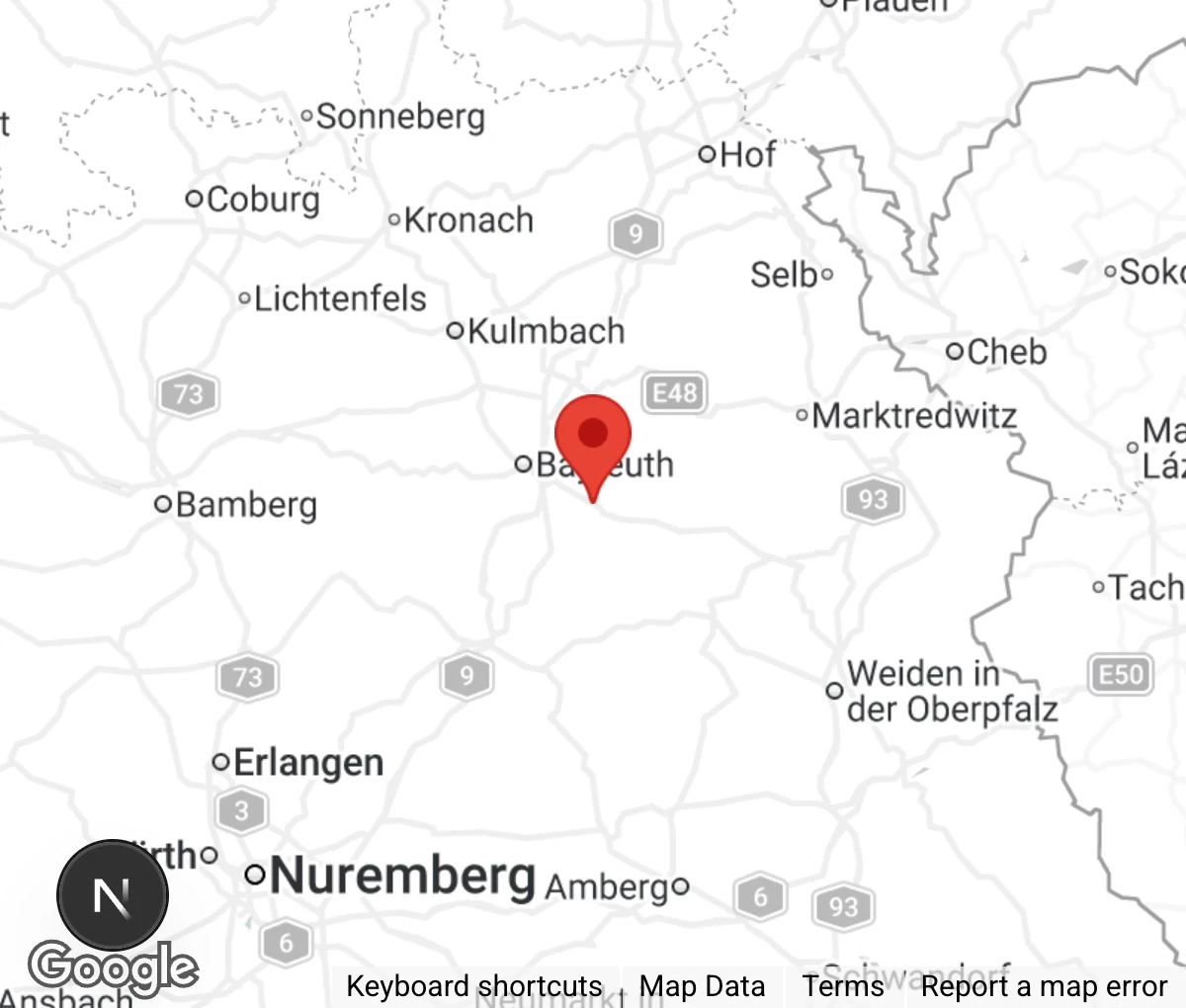 Map showing location of Tierhilfe Weidenberg u.U. e.V.