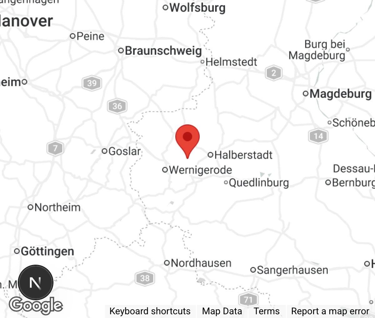Map showing location of Tierheim Derenburg