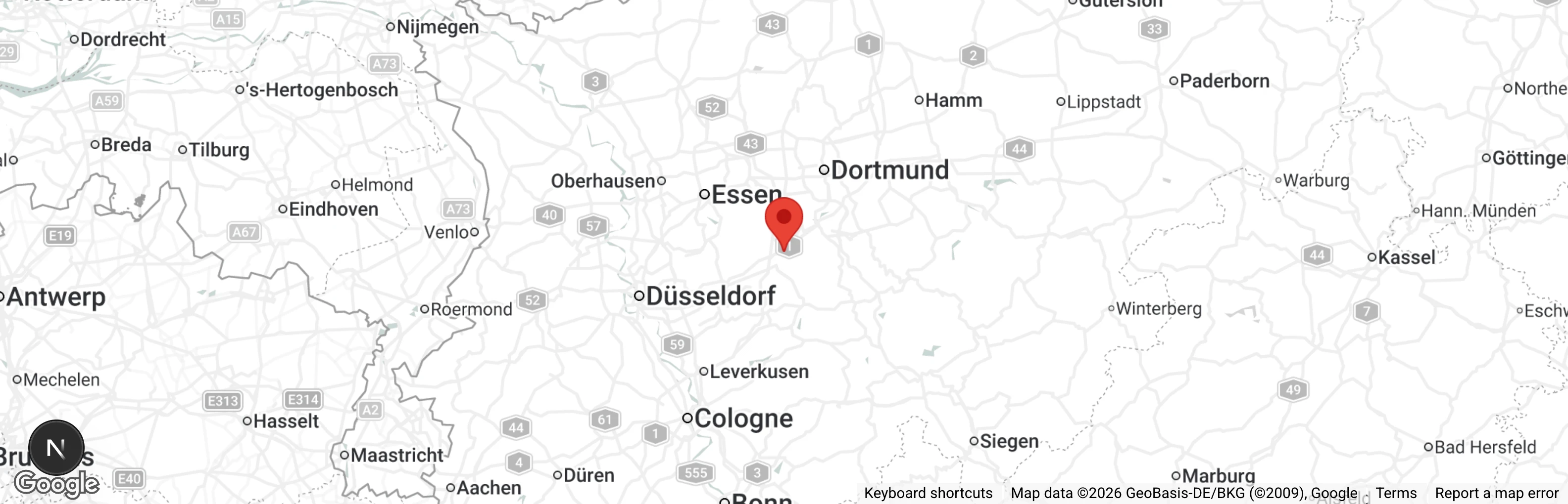 Map showing location of Tierschutzverein Gevelsberg u.U. e.V.