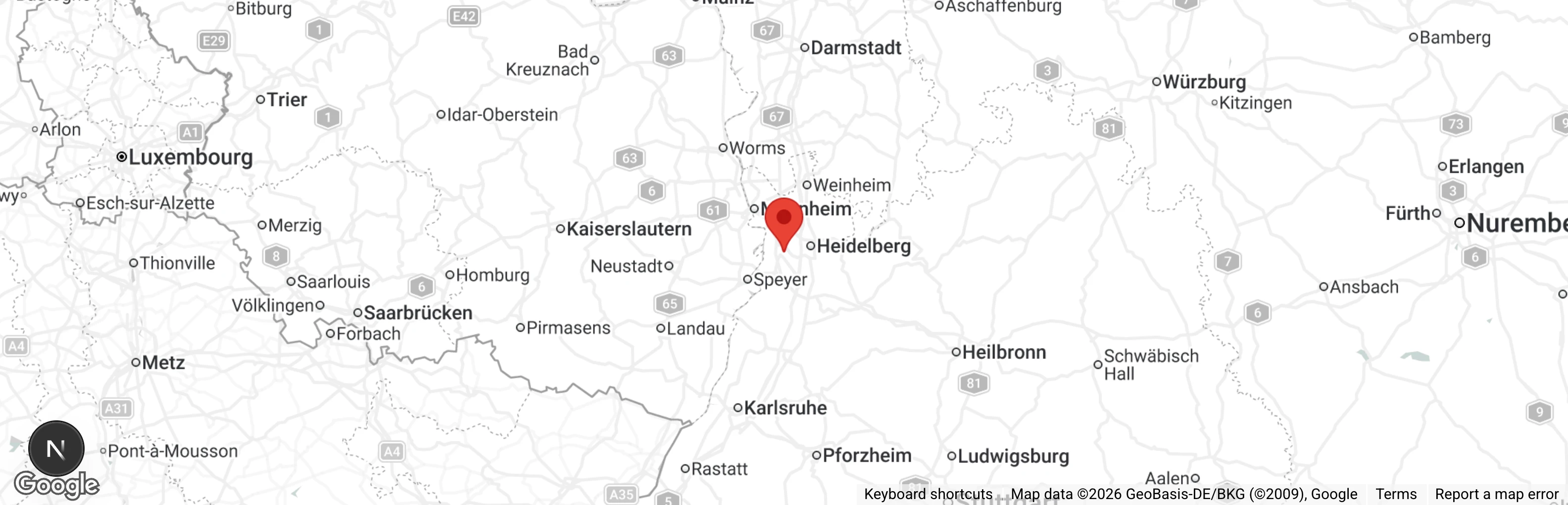 Map showing location of Tierschutzverein Schwetzingen u. Umgebung e.V. 