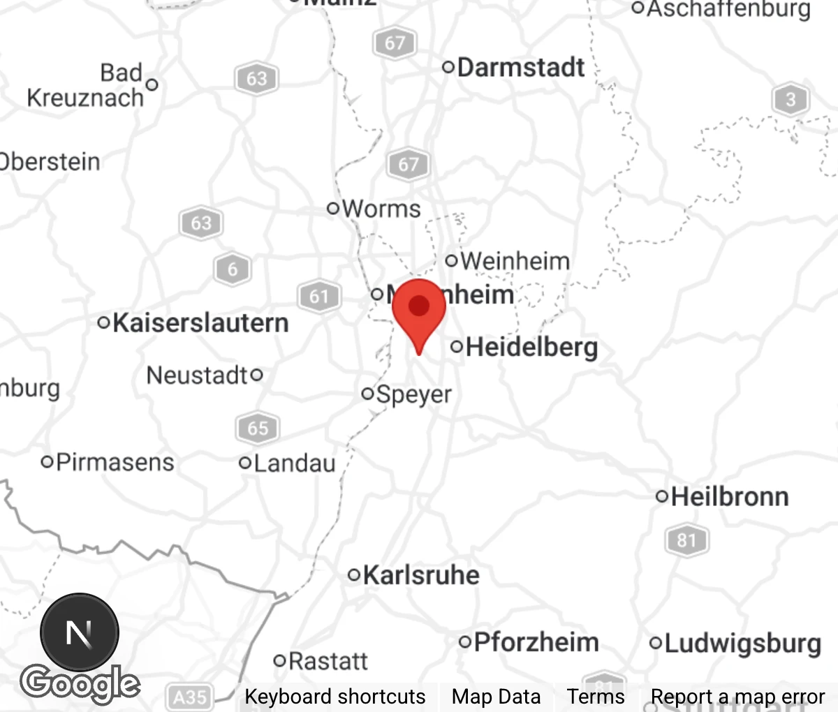 Map showing location of Tierschutzverein Schwetzingen u. Umgebung e.V. 