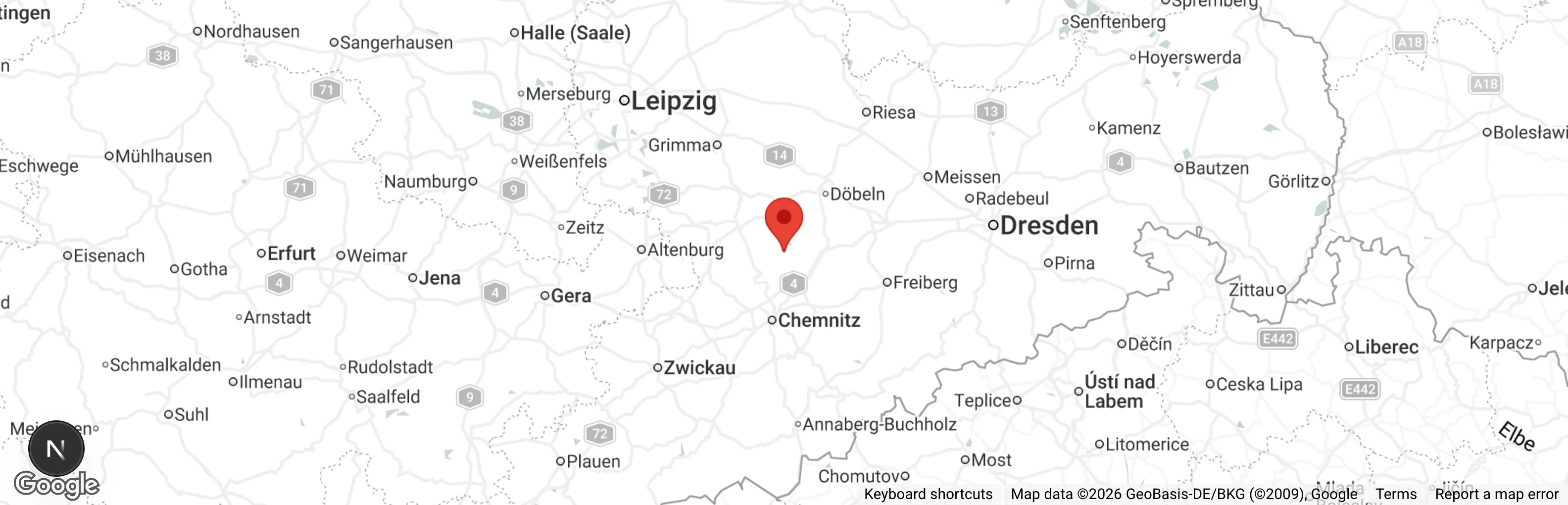Map showing location of Tierschutzverein Mittweida u.U. e.V.