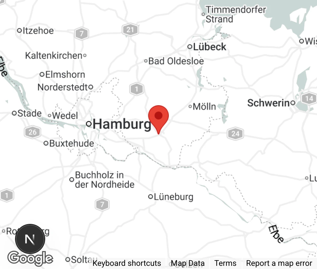 Map showing location of Tierheim Schwarzenbek